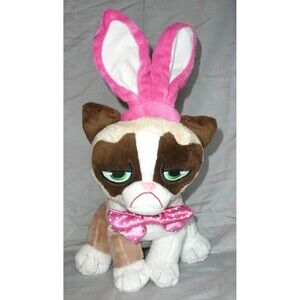 Grumpy Cat Plush Easter Bunny Ears Bow Tie Stuffed Animal 17"